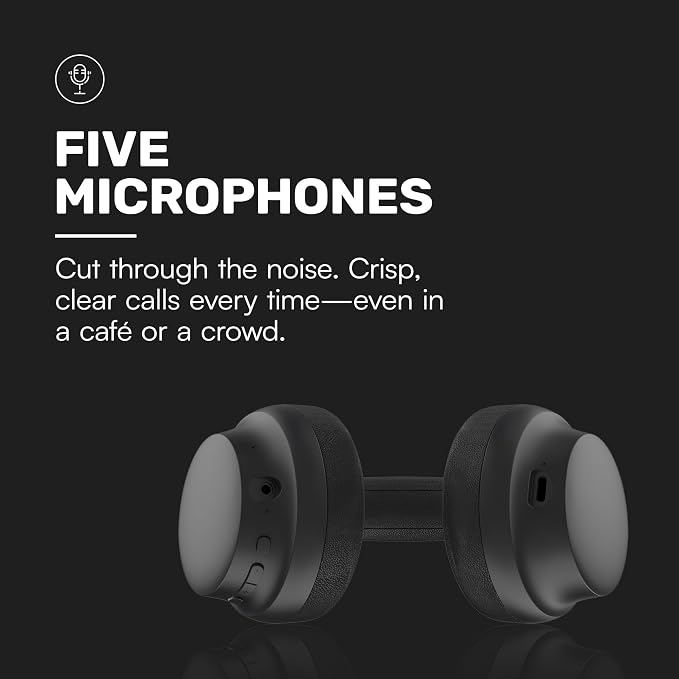 Raycon Essential Bluetooth Headphones - Over The Ear, Active Noise Cancelling Wireless Headphones + Awareness Mode, Bluetooth Headset with Mic, 50 Hours of Battery Life (White)