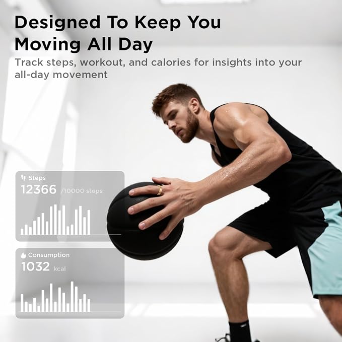 BENIO Gen 2 Smart Ring for Women & Men, Heart Rate,Fitness Tracker with Sleep,Step/Sleep/Blood Oxygen/Heart Rate Tracker, 5ATM Waterproof for iOS and Android,No Subscription