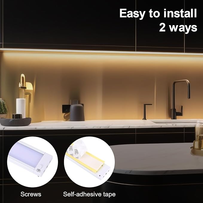6pack 12inch Dimmable LED Under Cabinet Light Kit, 2700K to 6000K Smart LED Under Counter Lighting Fixture, Compatible with Alexa, Google Assistant, for Kitchen, Pantry, Shelf (White)