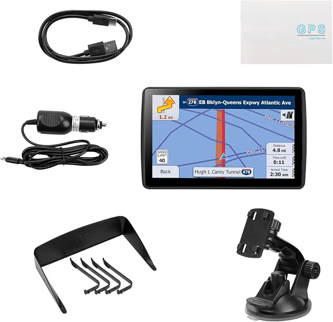 7'' GPS Navigator for Car Truck RV - 2026 North America Maps Free Lifetime Updates, Touchscreen Navigation System, Speed & Red Light Warning, Turn-by-Turn Voice Guidance, for All Cars