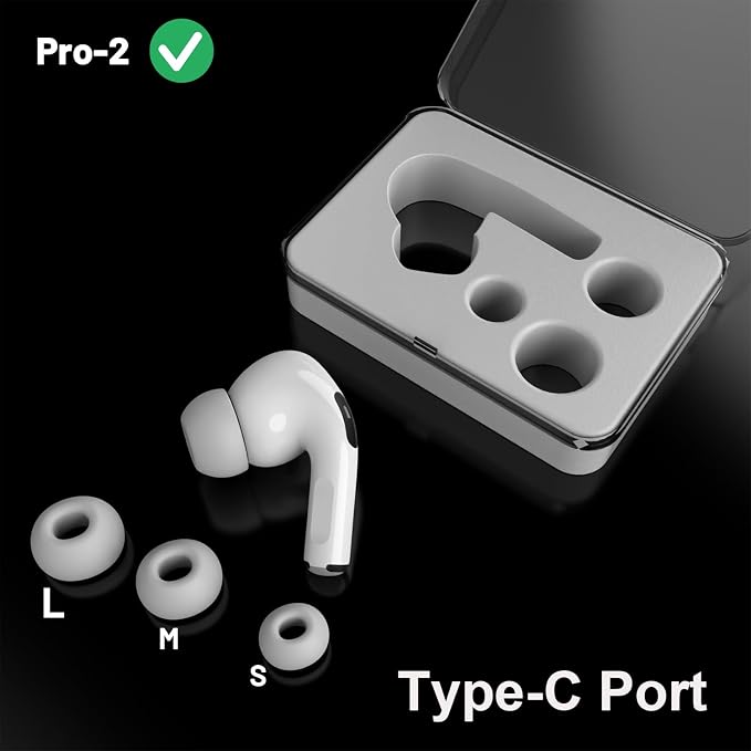 OEM A3047, A3048, A3049 Single Left Side Earbud Replacement for Pro2nd, Compatible with Original A2968 Charging Case with Type-C Port, Ear Cushion