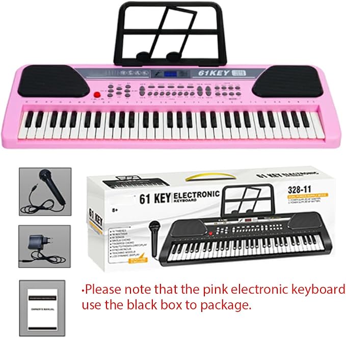 iMeshbean 61 Key Keyboard Piano,Electric Piano Keyboard with Stand for Beginners,Digital Music Keyboard with Microphone,Keyboard stand,Built-In Stereo Speakers