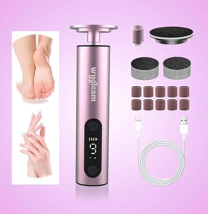 Electric Callus Remover for Feet & Nail File Drill Kit - 2 in 1 Rechargeable Pedicure Tools for Flawless Feet - Professional Foot File with 3 Speeds for Dead Skin Removal - At Home Pedicure