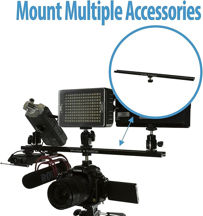 6 Inch Cold Shoe Extension Bracket - Dual Sided Camera Flash Mount with D-Flashner Adapter by Cam Caddie - Black