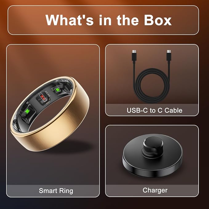 Smart Ring for Women Men,Fitness Tracker Ring with Sleep Monitor,Heart Rate,Blood Oxygen,Calories Tracker,IP68 Waterproof Smart Rings,5-7 Days Battery Life for iOS Android,No App Fee(Rose Gold,12)