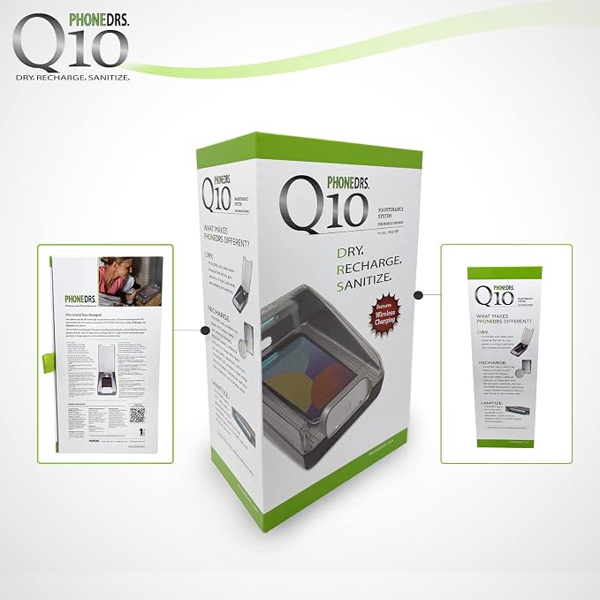 Q10 UV-C Cell Phone Sanitizer with Dryer and Qi Wireless Charging | Cleans, Dries and Charges All Phones