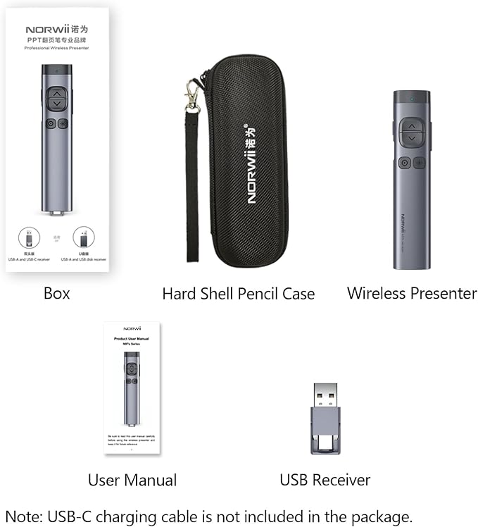 Norwii N97s TV Screen Presentation Clicker for powerpoint presentations, powerpoint clicker, Presentation Remote, Bluetooth Wireless Presenter, Digital Pointer for TV Screen Under Win/Mac