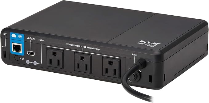 Tripp Lite Cloud-Connected 350VA UPS Battery Backup and Surge Protector, Remote Management & Monitoring, 210W, 3 Outlets, Computer UPS, Wall Mount Option, 5ft Cord, 3-Year Warranty (BC350RNC)