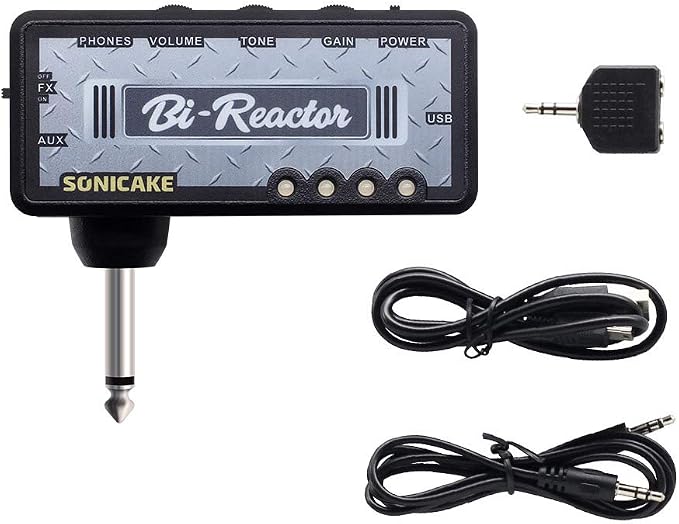 SONICAKE Guitar Headphone Amp, Mini Guitar Amplifier Plug-in USB Chargable Portable US Style High Gain Tone with Delay Carry-On Pocket Bedroom Effects for Electric Guitar
