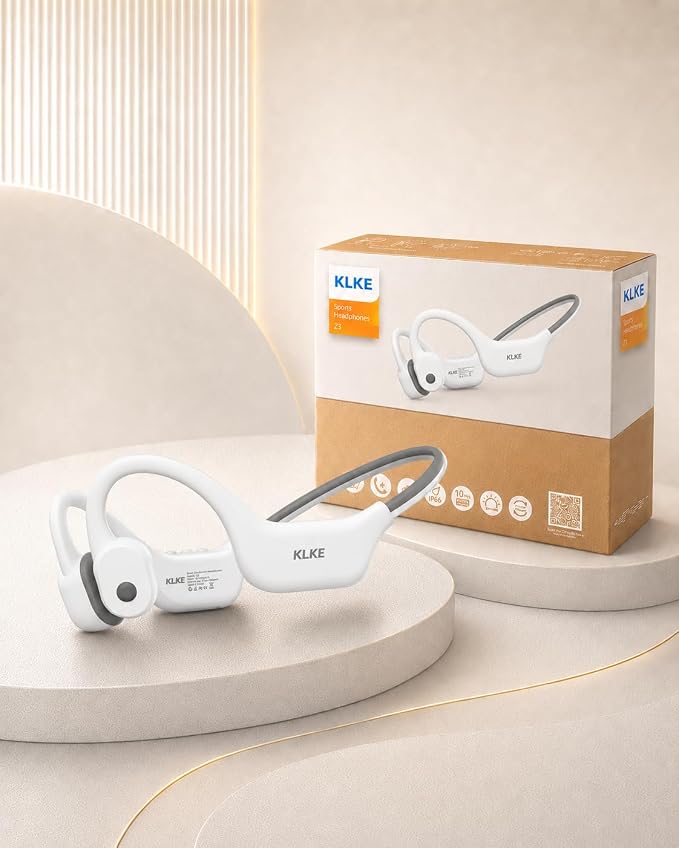 Open-Ear Bone Conduction Headphones for Running, Bluetooth Sports Headphones with Rear Safety Light, Dual Modes, Adjustable Fit, IP66 Waterproof, Mic, 10H Playtime for Gym Cycling