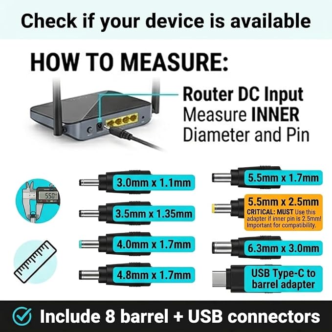 Mini UPS for Wifi Router, USB 5V⎓3.6A DC UPS 12V⎓2A Battery Backup 9V⎓2A 10400mAh(32Wh)