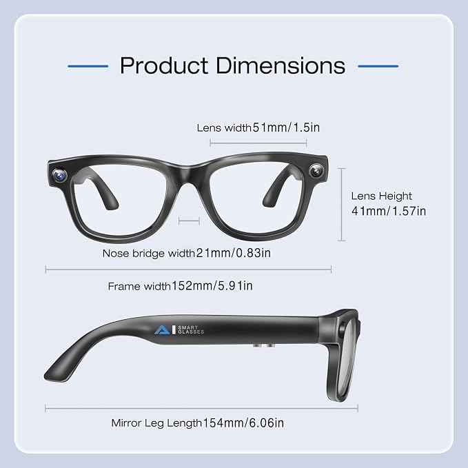 AI Smart Glasses with 4K Camera & Audio | Bluetooth Video Recording Sunglasses with ChatGPT Translation, Voice Control, EIS Stabilization, Object Recognition, Smart Glasses for Men & Women (Black-Q6)