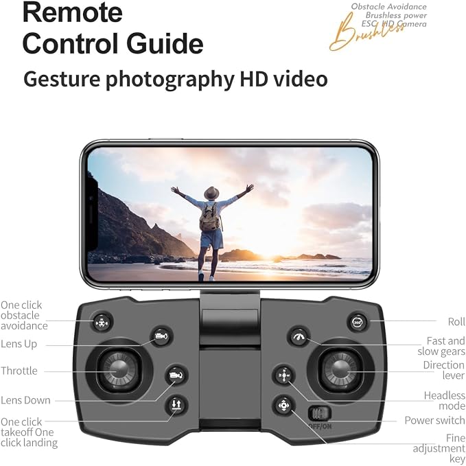 4K UHD GPS Drone with Camera (Equipped with dual cameras), Foldable RC FPV Drone, small-scale Drone Control Quadcopter With Height Setting Function, Six-pass Gyroscope, Gesture Photo, Video Recording, Headless Mode, Emergency Stop, Trajectory Gravity S...