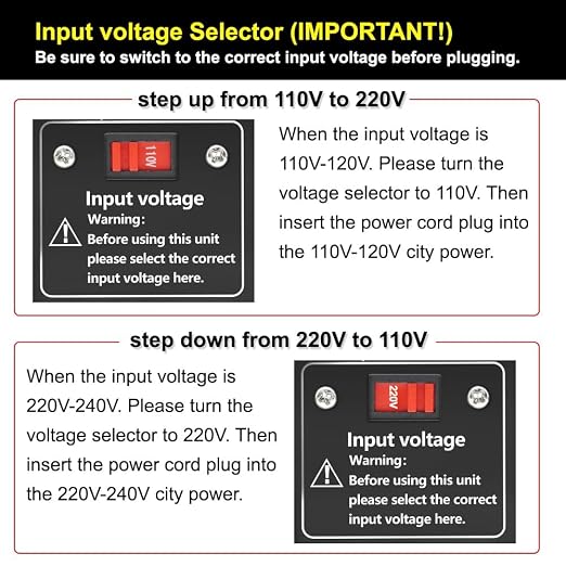 Yinleader 500W 110/120V to 220/240V Voltage Converter Transformer Step Up/Down Converter 110V to 220V, 220V to 110V with US Power Cord and US to EU Adapter