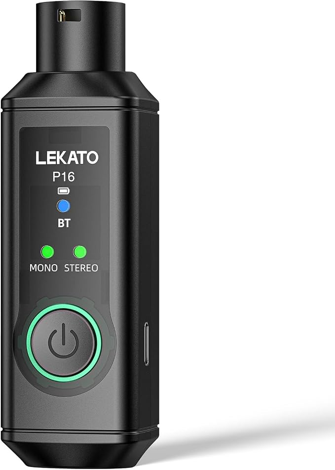 LEKATO XLR Bluetooth Receiver, BT 5.3, 48kHz/24bit, Wireless Bluetooth Adapter for Mixing Console Desk, Audio Mixers, PA Speakers, DJ Systems, 165ft Range, 15H Battery Life (1 Pack for Mono)