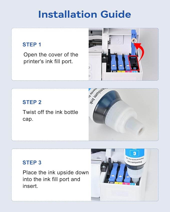 EaseFusion Replacement for Epson 502 Ink Refill Bottles Work with ET-2850 ET-3850 ET-4850 ET-15000 ET 2850 ET 3850 ET15000 ET4850 ET-2760 ET-3830 ET3843 ET-3760 ET2750 ET4750 3750 (6Packs-3BK,CMY)
