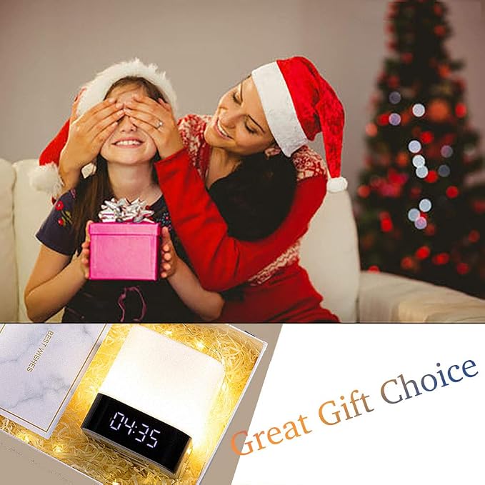 Night Lights Bluetooth Speaker, Alarm Clock Wireless Bluetooth Speakers,Touch Sensor Bedside Lamp,Color Changing Night Lights for Kids,MP3 Music Player, Speakerphone/TF Card/AUX-in Supported