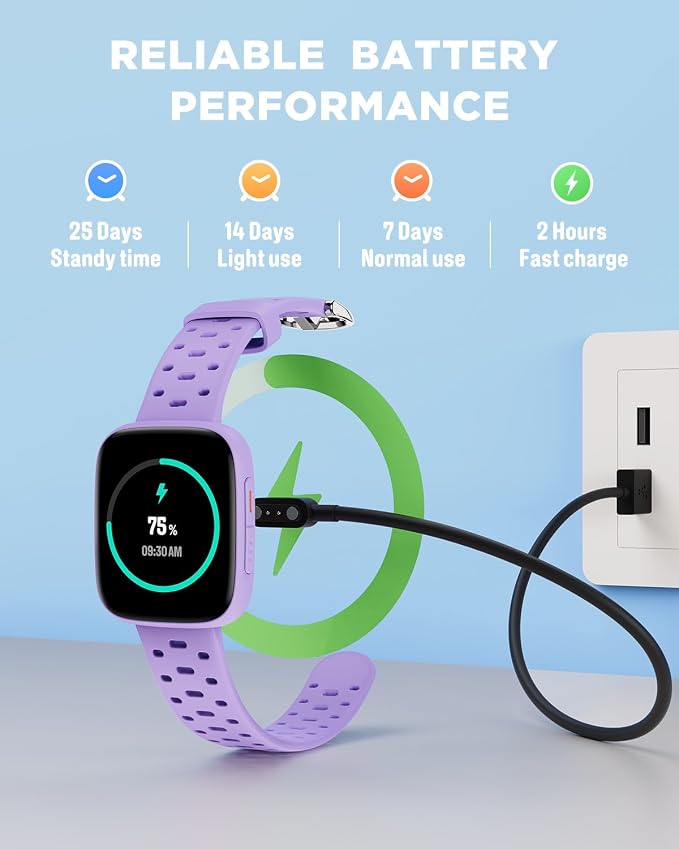 BIGGERFIVE Kids Watch No Phone Needed, 1.8" Amoled Smart Fitness Watch Pedometer, Heart Rate, Sleep Tracker, 30m Waterproof, Step Counter, Puzzle Games, 100+ Dials, Gifts for Girls 5-16, Lilac