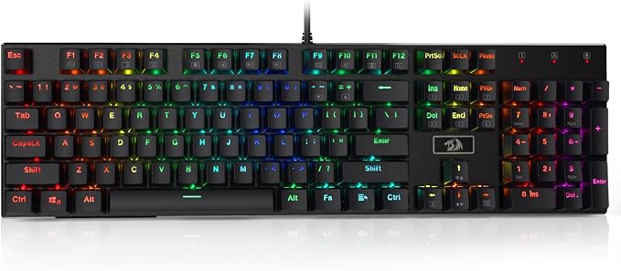 Redragon K556 RGB LED Backlit Wired Mechanical Gaming Keyboard, 104 Keys Hot-Swap Mechanical Keyboard w/Aluminum Base, Upgraded Socket and Noise Absorbing Foams, Soft Tactile Brown Switch