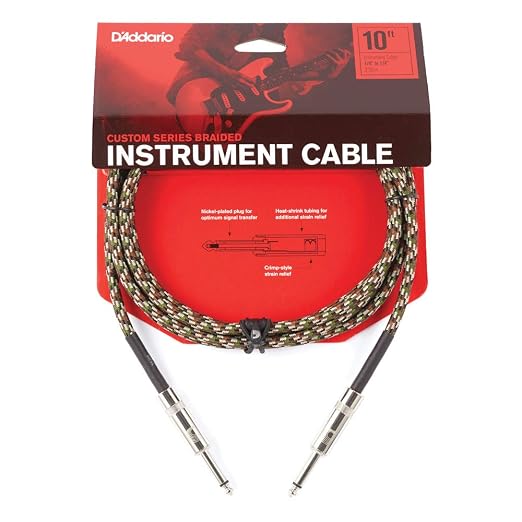 D'Addario Guitar Cable - Guitar Lead - Instrument Cable - Guitar Accessories - Braided Cable - 10 Feet/3.05 Meters - Camouflage - 1 Pack