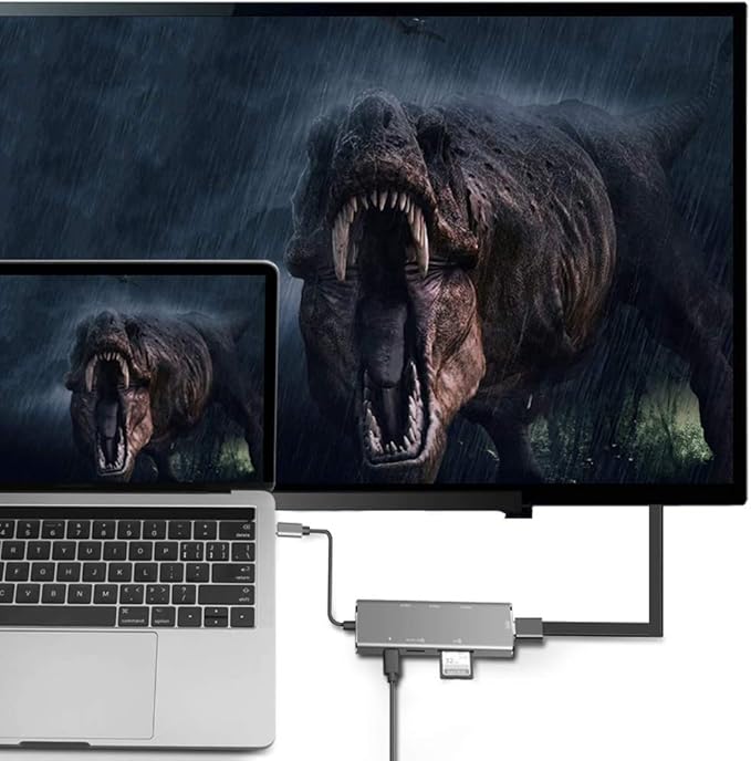 Docking Station-USB C to Dual HDMI Adapter-USB C Hub Dual HDMI Monitors for Windows,USB C HDMI Adapter with 3 USB Ports,USB-C Data Port,SD/Micro Card Reader, Compatible with Windows, Mac, Android etc