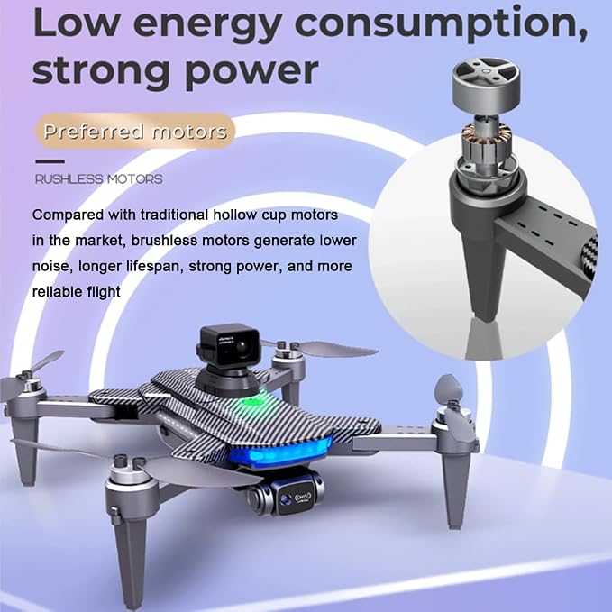 Lozenge Drones 360° Obstacle Avoidance Brushless Drones with Camera for Adults 4K GPS Smart Follow Auto Return Long Battery Life Quadcopter Big Size L900 HJ90 3 Battery Black Carbon Fiber Pattern