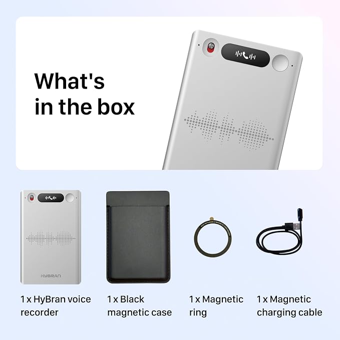 AI Voice Recorder for Phone Calls, Meetings & Lectures | Smart AI Note-Taking Device with Dedicated App for Transcription, Summary & Notes | Magnetic Case, 32GB (Up to 2000 Hours) | PDF Summary