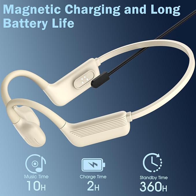 Swimming Headphones-Bone Conduction Headphones, IP68 Waterproof Open Earphones, LiteSurge Bluetooth 5.4 Underwater Sport Earbuds with 32 GB MP3 Memory for Swimming, Marathon-Skin-Tone
