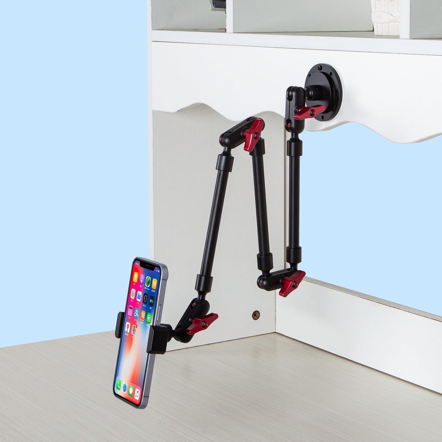 Super Upgraded Magic Arm with LED, 82cm Length, Phone Wall Mount Holder Bracket, Desk Mount, Phone Clip and Camera Clamp(Metal Base +82cm arms+Metal Clip
