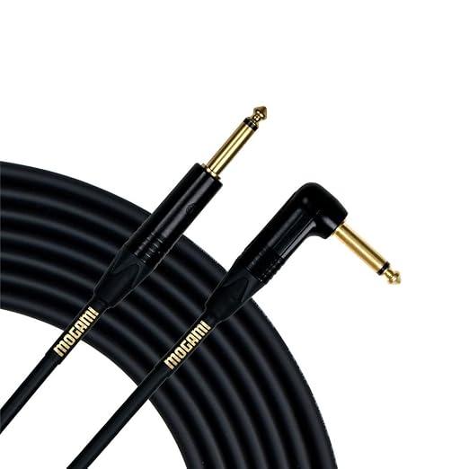 Mogami Gold Instrument Right Angle 03 Electric Guitar Instrument Cable 1/4 Inch TS to TS Electric Guitar Cable 3ft, Guitar Amp Cord, Right Angle Connectors, OFC Core, Anti-Noise Pro Audio Quality