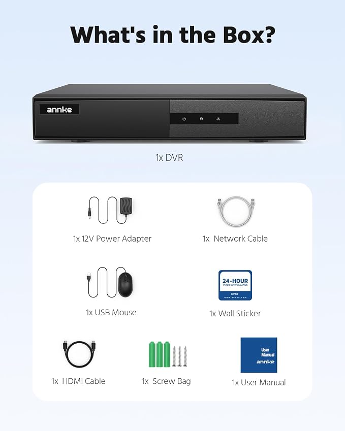 ANNKE 8 Channel DVR for Security Camera, 3K Lite Hybrid 5-in-1 CCTV Digital Video Recorder, Supports 8CH TVI/AHD/CVI/CVBS Analog and 2CH IP Cameras, 24/7 Recording for Home Surveillance, NO HDD, Black