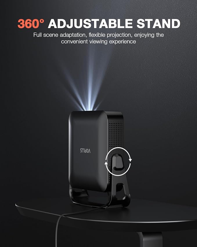【Native 1080P】 Thinnest 1.81" Smart Mini Projector with WiFi and Bluetooth, Auto Focus & Keystone Portable Outdoor Projector, VOPLLS 4K Support Home Movie Projector