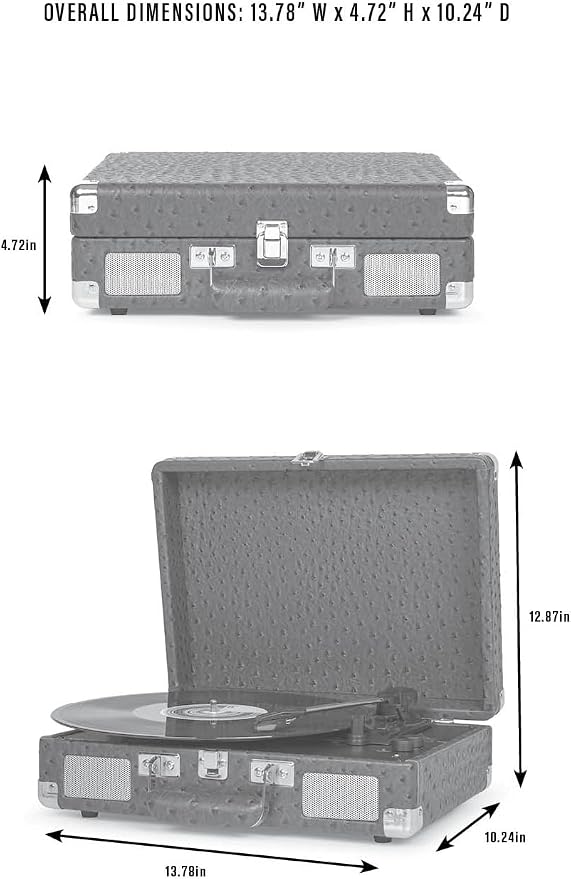 Crosley CR8005F-TN Cruiser Plus Vintage 3-Speed Bluetooth in/Out Suitcase Vinyl Record Player Turntable, Tourmaline