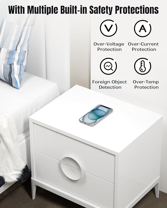 Eazpower Invisible Wireless Charger, 0-30mm Under Desk Wireless Charger, Dual Uses On or Hidden Under Table Charging Pad for Nightstand for iPhone 17/17 Pro/17 Pro Max/17 Air/16/15/14/Samsung Phone