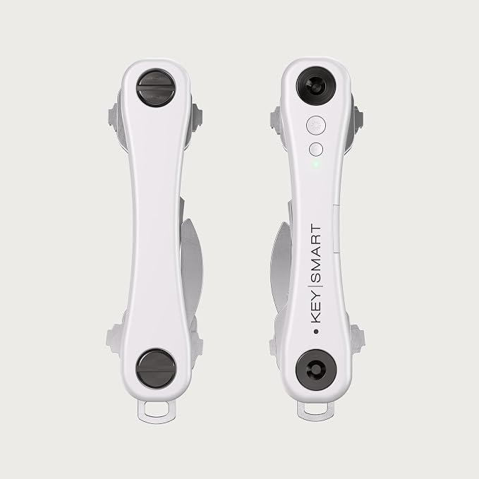 KeySmart iPro - Key Finder Locator with Sound, Keychain Key Holder, Apple Find My App Compatible, Key Organizer, Compact Clutter-Free Key Chain Tracker, Rechargeable Battery (Up to 14 Keys, White)