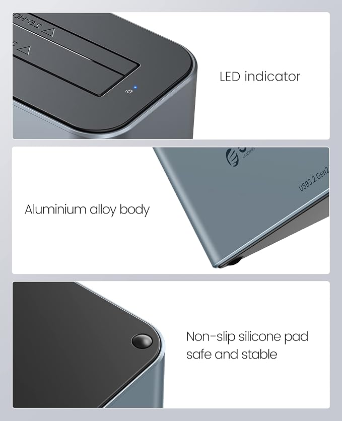 ORICO Hard Drive Docking Station Aluminum USB C to SATA 3.0 (6 Gbps) Hard Drive Enclosure for 2.5/3.5 Inch SSD HDD UASP Supported with 12V 2A Power Supply Max Up to 18TB (6616C3)