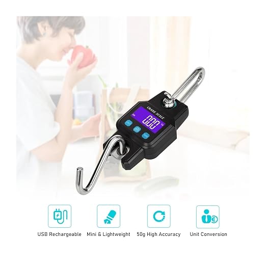Hanging Scale, 300KG/ 600LB Heavy Duty Crane Scale Digital Electronic Hanging Weigher Rechargeable Industrial Hook Scales Unit Switch for Gym,Hunting,Travelling