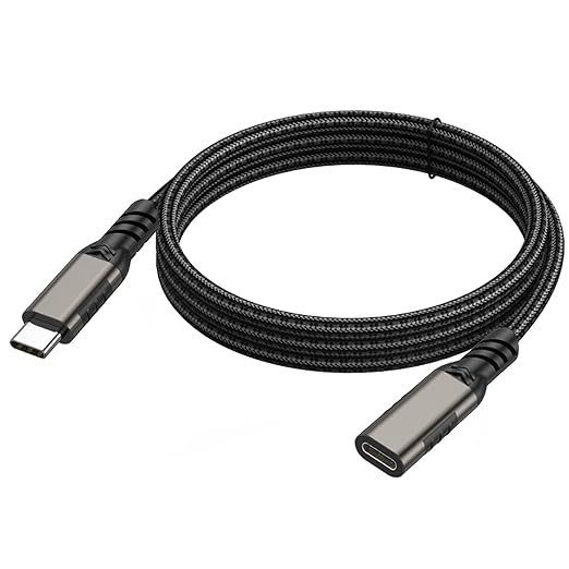 USB C Extension Cable 6.6ft USBC Male to Female Cord Support 4K Video Output, Fast Charge 100W, Data Transfer 10Gbps, USB 3.2 Gen 2 Extender for PC, Monitor, Carplay,Phone,Arzopa, KKY, SSD,Switch,Dock