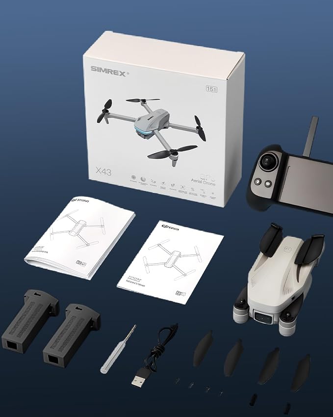 SIMREX GPS Drone with Camera for Adults 4K, Brushless Motor Drones for Beginners ,5G WiFi FPV Foldable, Auto Return , Optical Flow & Altitude Hold,Gesture Control,Follow Me, Waypoint Flight, Toys Gifts for Teen Boys (Gray)
