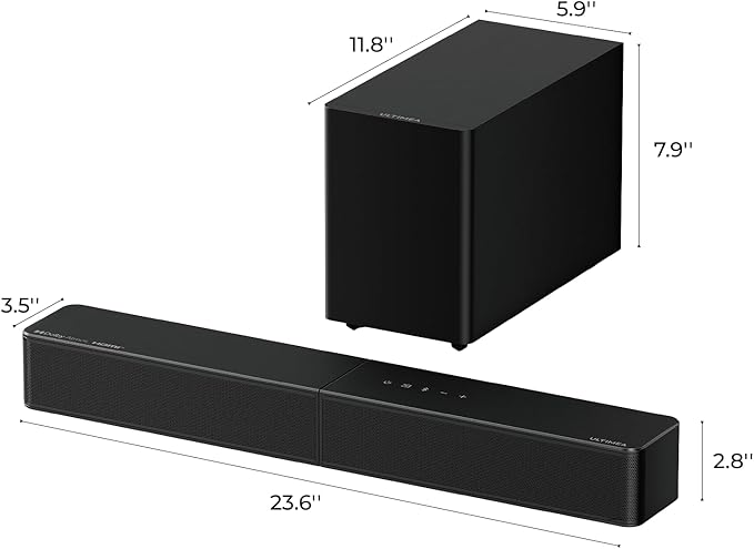 ULTIMEA 2.1 Sound Bar with Wireless Subwoofer, Dolby Atmos, VoiceMX, BassMX, 240W Peak Power Soundbar for Smart TV, App Control, HDMI eARC, Optical, Bluetooth 6.0, Poseidon M40, 2026 Model