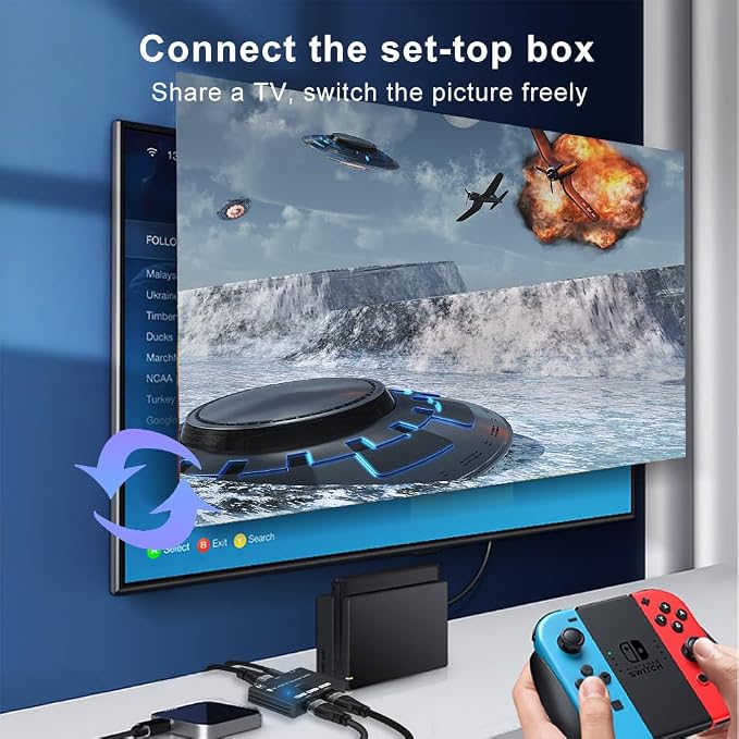 HDMI 2.1 Bi-Directional Switch Ultra HD 8K HDMI Switcher 2 in 1 Out/ 1 in 2 Out HDMI Switch Supports 8K@60Hz/ 4K@120Hz 48Gbps Compatible with Switch/Switch OLED PS5/4 Xbox Roku Apple TV Fire TV Stick