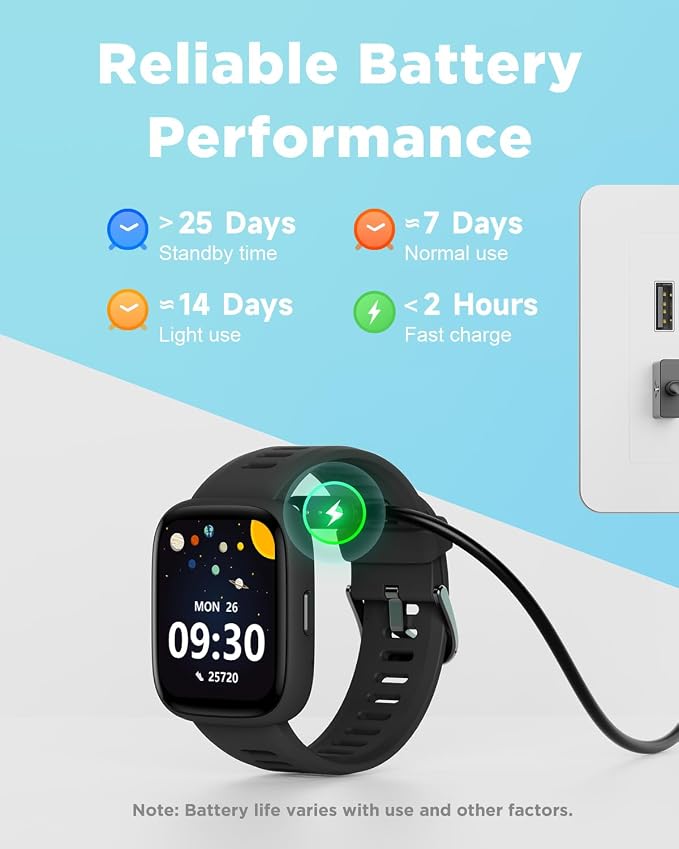 BIGGERFIVE Smart Watch for Kids, 1.8" Fitness Tracker Watch Pedometer, Heart Rate, IP68 Waterproof, Sleep Monitor, Calorie Step Counter, 5 Puzzle Games with/Without APP for Girls Boys Teens 5-16