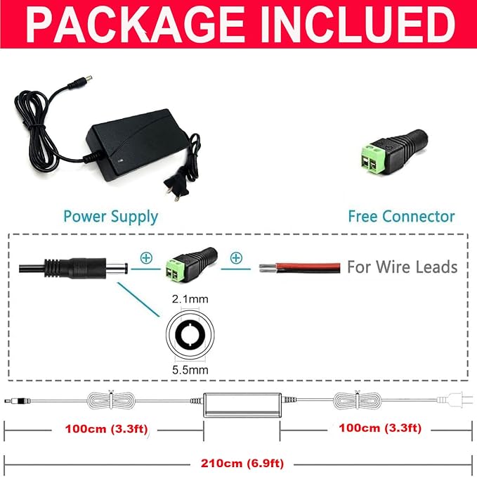 Power Supply, 24V Power Transformers, AC 100-240V to DC 24V 10A Power Supply LED Adapter, 240 Watt Max, for LED Strip Neon Rope String Lights, Computer Project, Recorder, TV Screen
