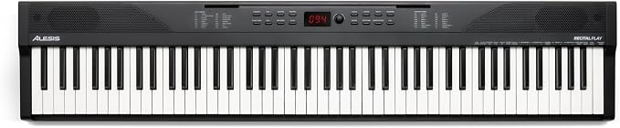 Alesis 88 Key Keyboard Piano with 480 Sounds, Speakers, USB MIDI, Sheet Music Tablet Rest, Power Adapter and Piano Lessons for Beginners