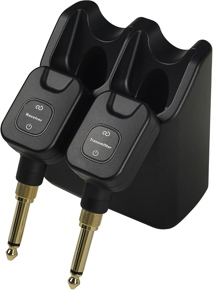 EROK WF-08 5.8GHz Wireless Guitar System with Rechargeable Charging Case – 4.6ms Ultra-Low Latency, 24-bit/48kHz, 100ft Range for Bass & Electric Instruments (WF-08)