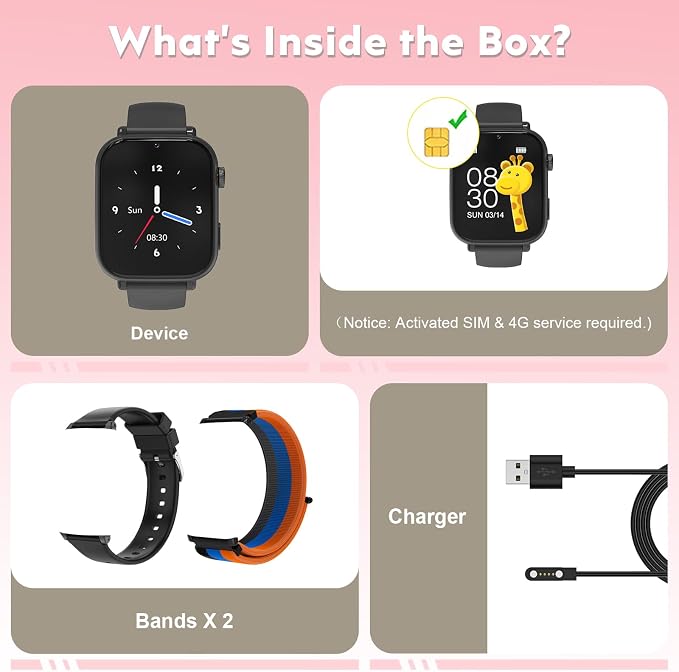 4G Kids Smart Watch for Boys Girls with GPS Tracker, Kid Smartwatch Phone Call SOS Video Call for Kids Birthday Gift Ages 4-12