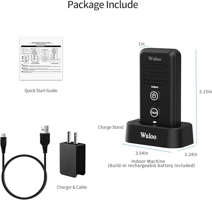 Expandable for Wuloo Wireless Intercom Doorbell System, an Additional Indoor Unit for Expanding Wuloo Intercom Doorbell System(Only Indoor Unit, CAN NOT Work Without Outdoor Unit)