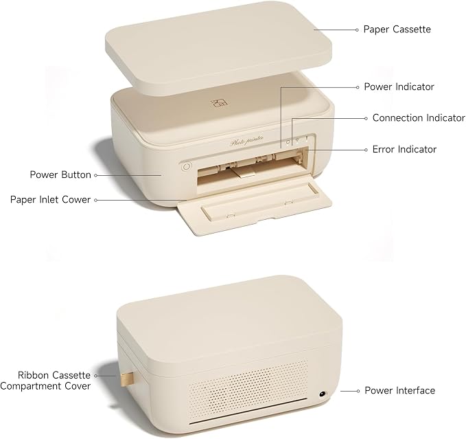 iDPRT 4x6 Photo Printer, CP4100 Photo Printer for iPhone & Android with 20 Sheets & 1 Cartridges, Wi-Fi Wireless Portable Picture Printer, Instant Print Photos, Dye Sublimation, Ideal Gift, Beige