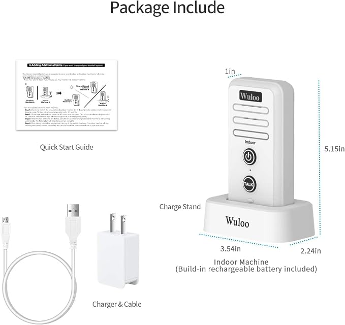 Expandable for Wuloo Wireless Intercom Doorbell, an Additional Indoor Unit for Expanding Wuloo Doorbell System(Only Indoor Unit, CAN NOT Work Without Outdoor Unit)