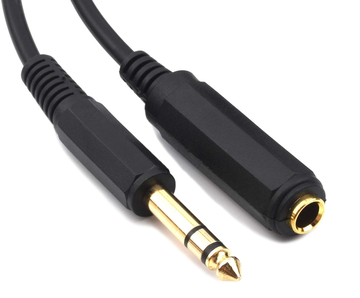 Devinal 6.35mm 1/4" inch TRS Plug Male to 1/4 Female Headphone Guitar Extension Cable Cord, Gold Plated Audio Cable Stereo Extender, 20 feet (6 M)